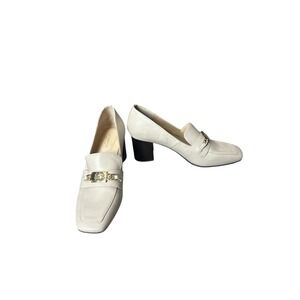 Liz Claiborne LC Melba Loafer Pumps - Cream Block Heel‎ Square Toe 8M